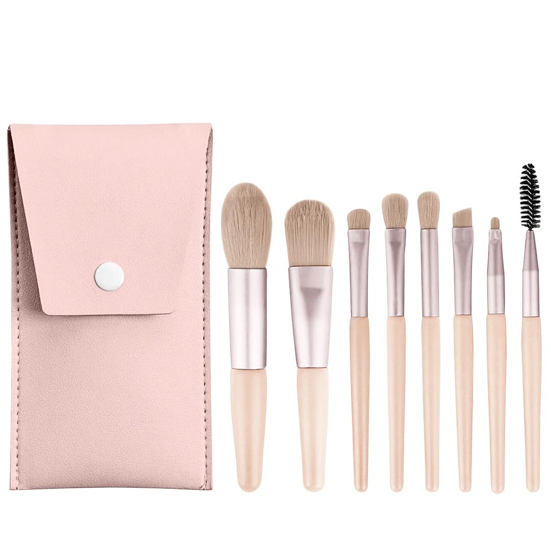8pcs Premium Kabuki Brush Set Orange Peach